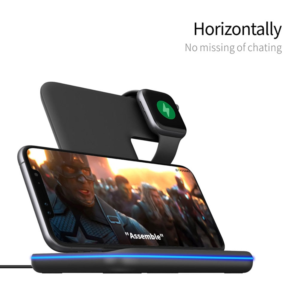 15W Fast Wireless Charging Station For iPhone & (apple) Watch